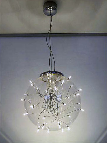 CIP-1045-30-13, Cipriani B-Rain, Clear Acrylic 50cm Sphere Hanging Light. 30 Light. 12v Bi-pin LED required - not included.
Made In Italy.