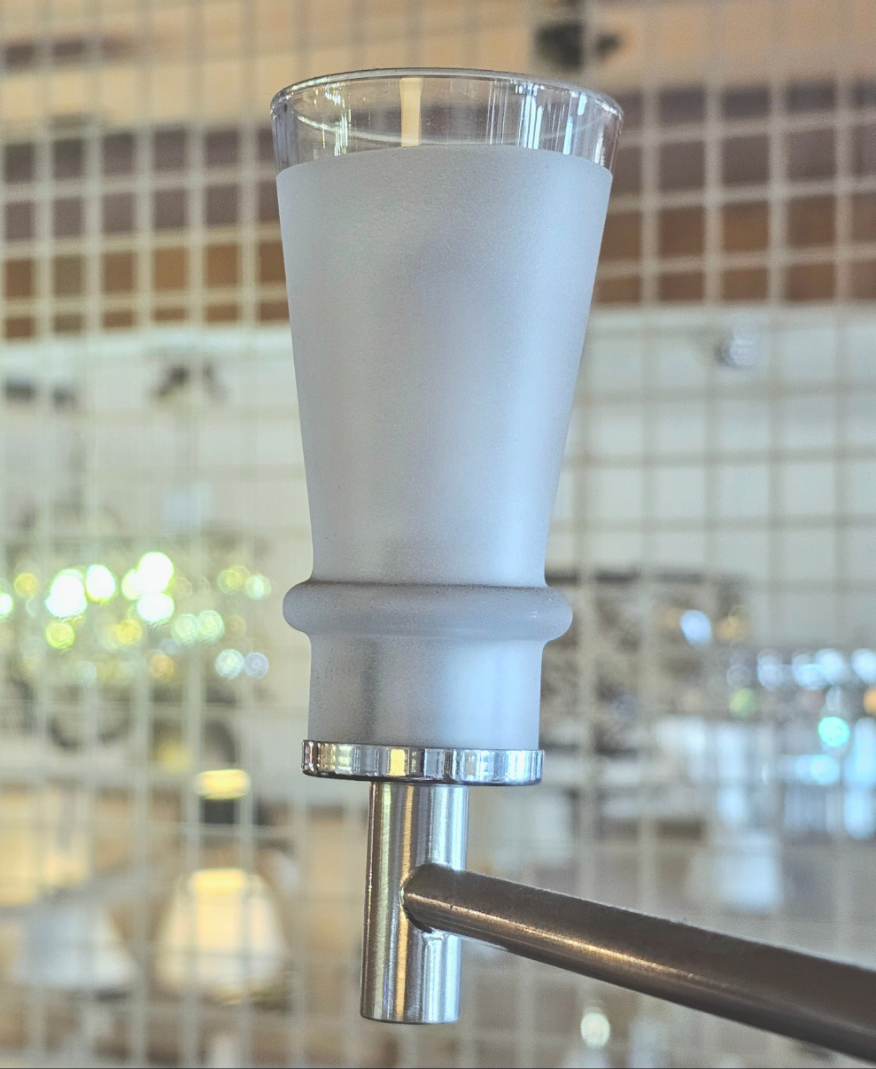 Cipriani, Flut 12, Satin Chrome modern spiral Pendant with mini clear/frosted glass shades. Perfect for stairwell voids, entrances, foyers, hallways or anywhere you want to make a statement. Made In Italy.