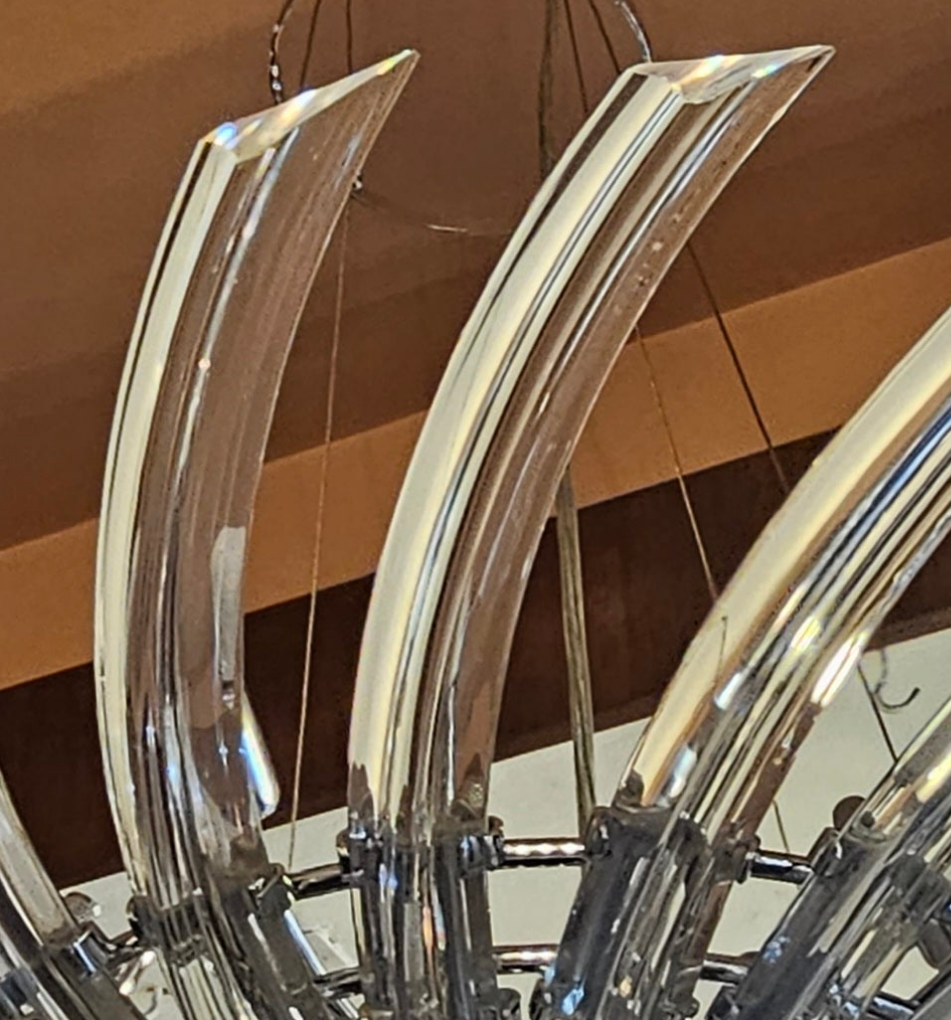 Lugano 58 Clear Glass Pendant with Polished Chrome Metalware.