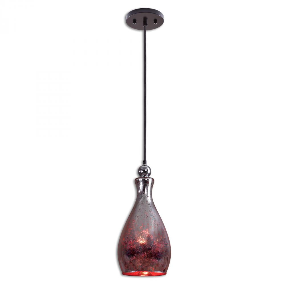 Uttermost Sardinia 21985 Mini Pendant Light. This curved pendant light offers a rich red hue for a touch of sophistication. Red Mercury Glass With Plated Chrome Accents. Last Item