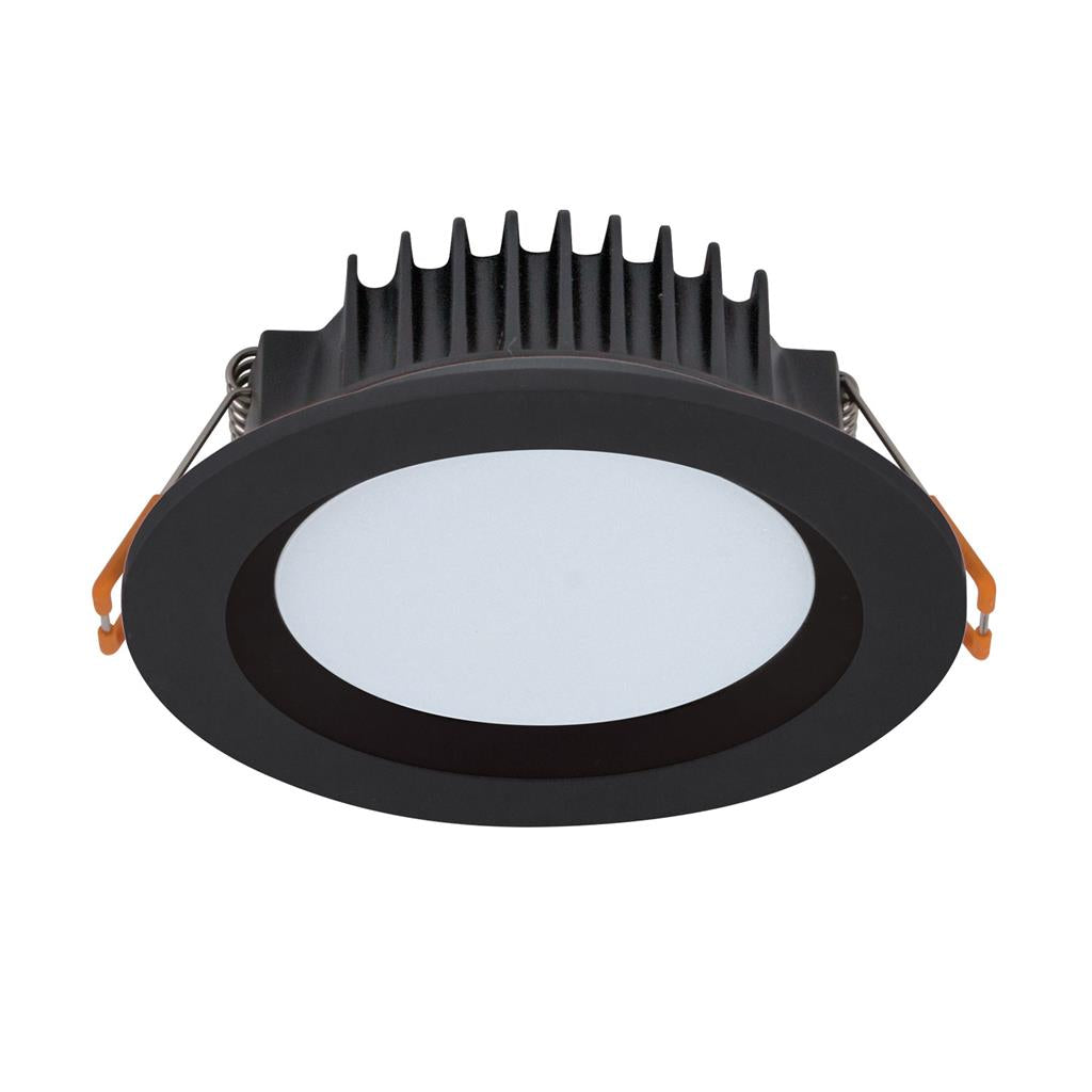 10W LED recessed downlight with flat face frame, opal diffuser, dimmable LED driver flex and plug.