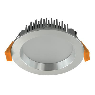 The Deco-13 round brushed aluminium downlight is a 13W LED Tricolour recessed downlight with an anti-glare deep set frame, opal diffuser, complete with a dimmable LED driver with flex & plug.