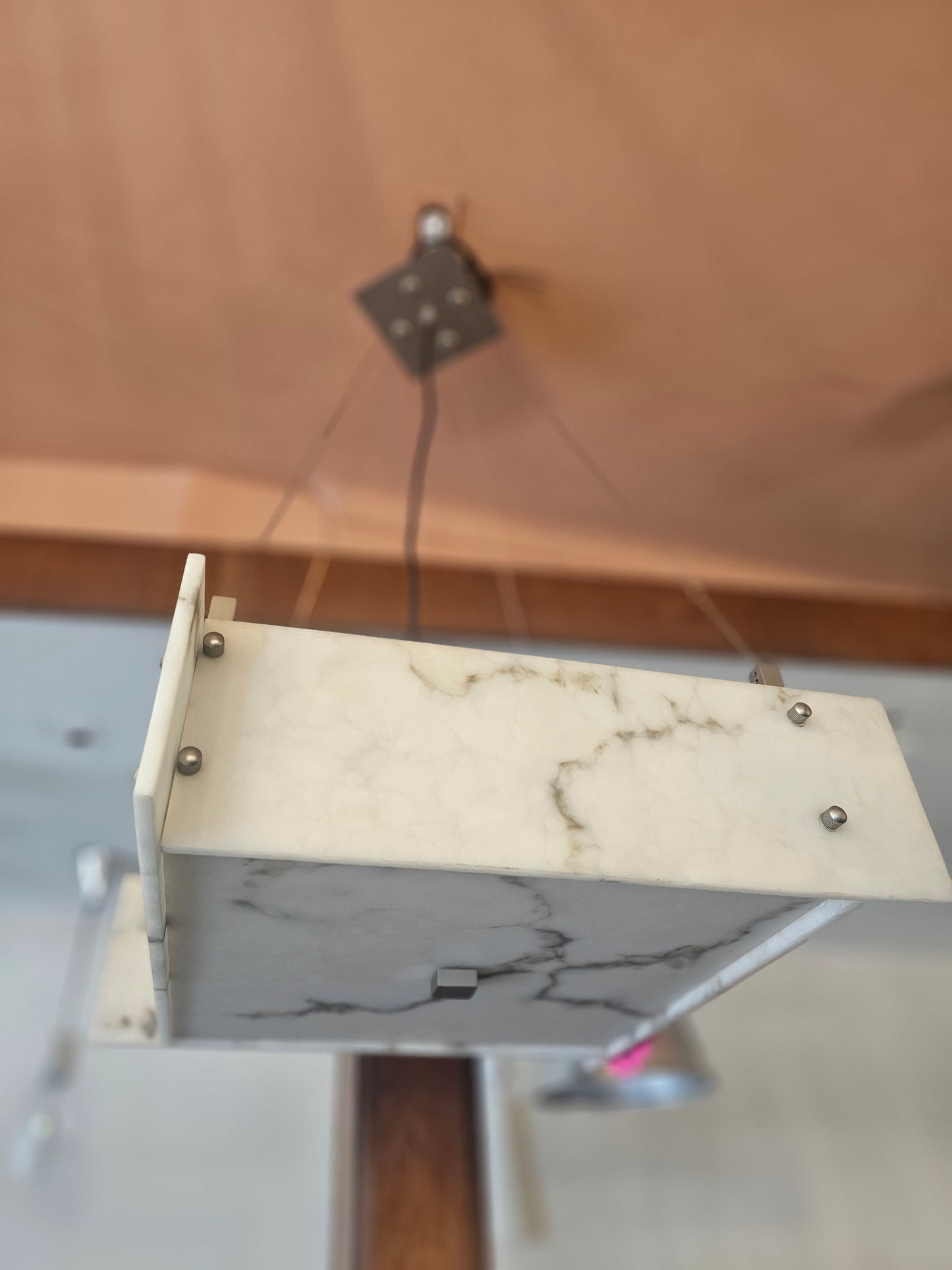 Alabaster Style Square Pendant