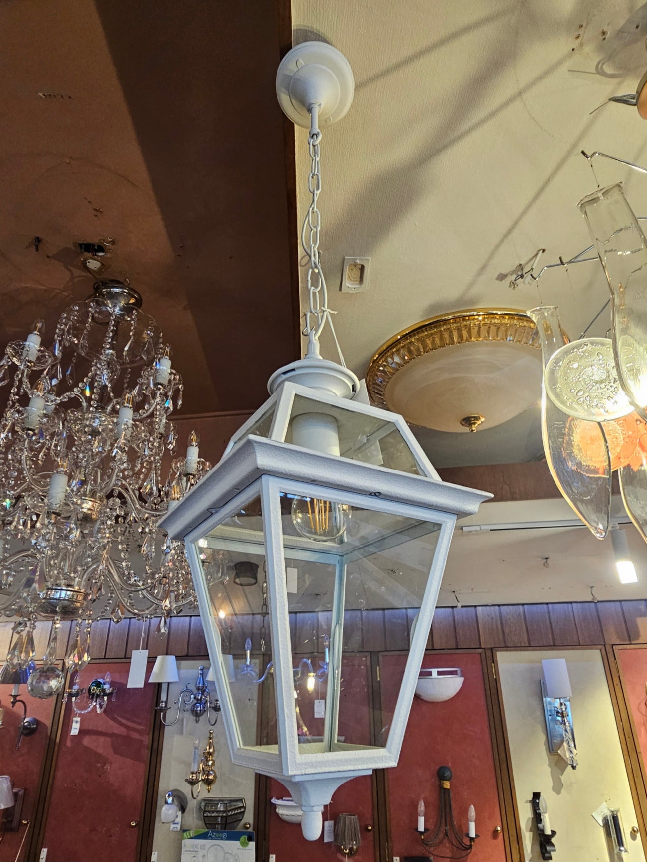 Ismos XL3-18542-03 White Matt Finish Hanging Lantern with Clear Glass. May be used Indoors or Outdoors IP54.

Made In Italy.